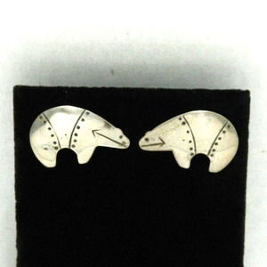 Sterling silver spirit bear stud earrings unsigned